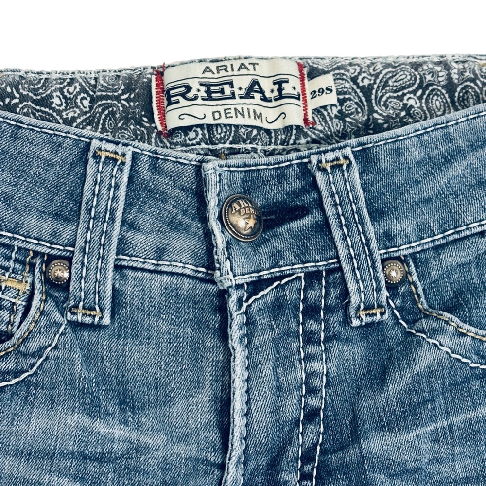 Ariat Bootcut Jeans Women 29W x 28L Stretch Faded Whiskering Western Cowgirl